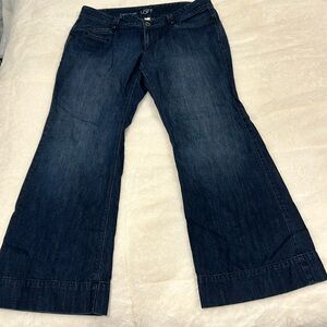 Loft Curvy Flare 12 Petite Jeans in dark blue